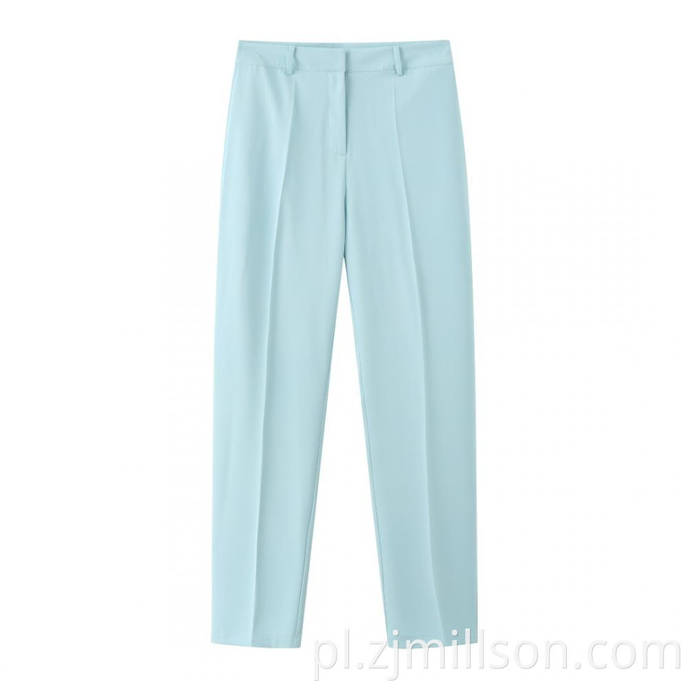 Women Blue Stright-leg Long Pants